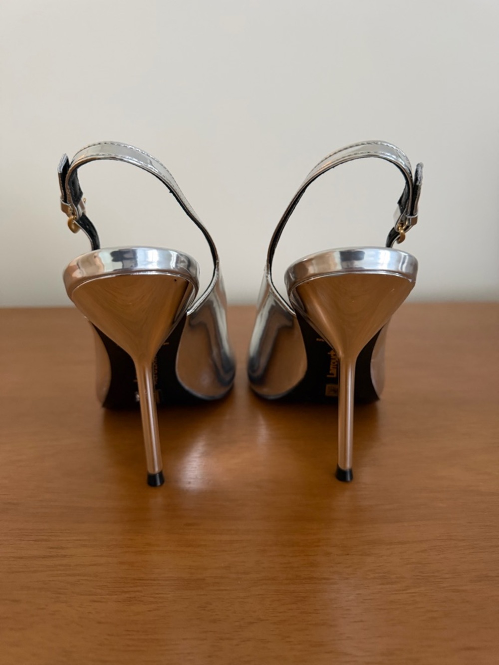 Larroude x Altuzarra Silver Pointed-Toe Slingback Stiletto Heels - Picture 4 of 8